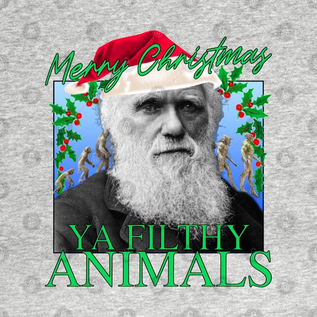 Merry Christmas Ya Filthy Animals - Charles Darwin Santa by blueversion